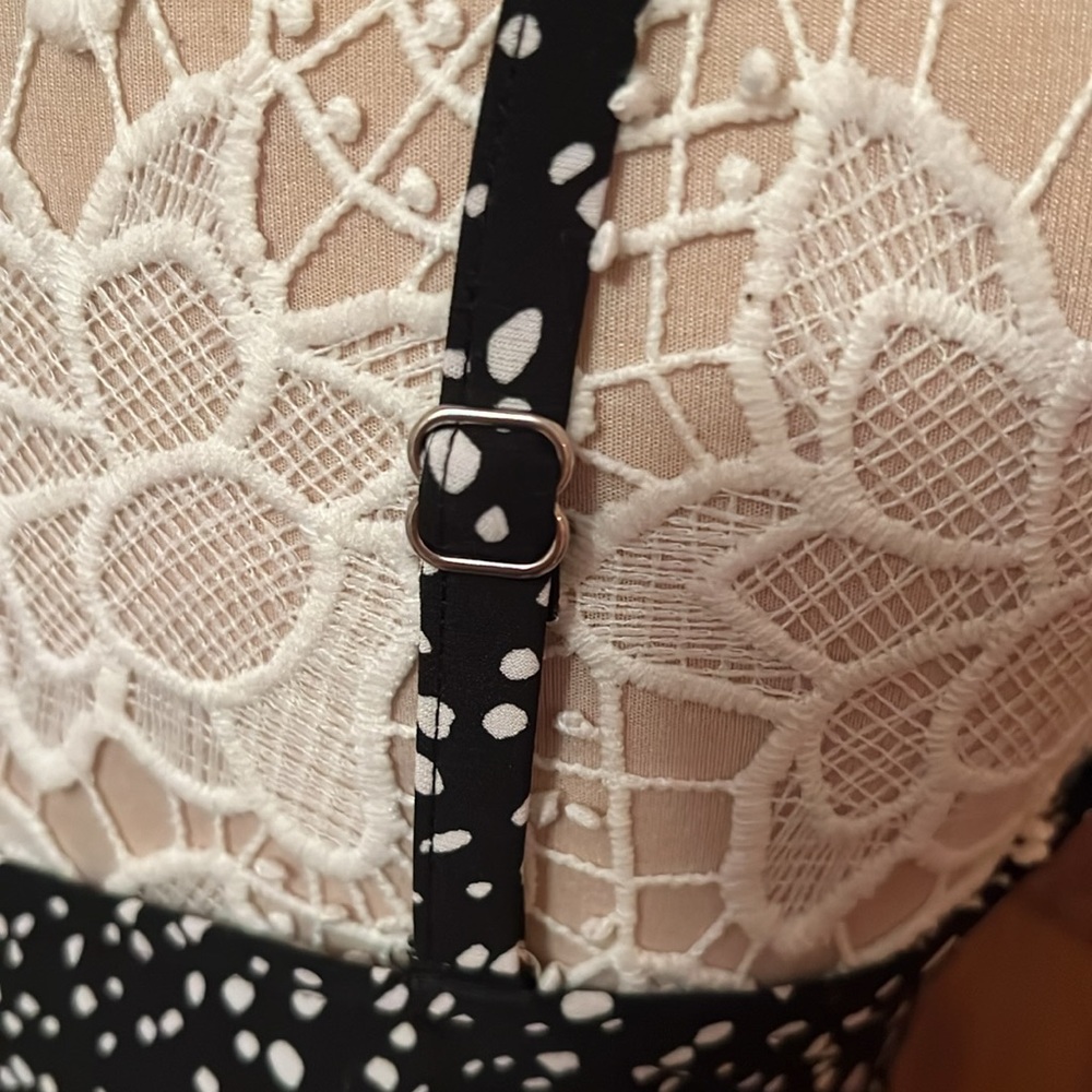 Croft & Barrow Black and White Polka Dot Tankini Bathing Suit Top - Picture 5 of 5